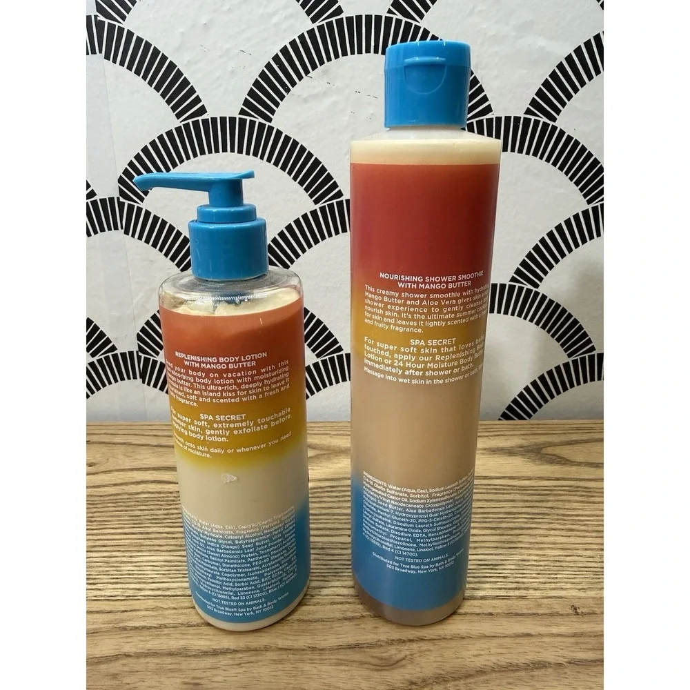 Bath & Body Works True Blue Spa Mango Butter‎ Lotion 8oz & Shower Smoothie 10oz
